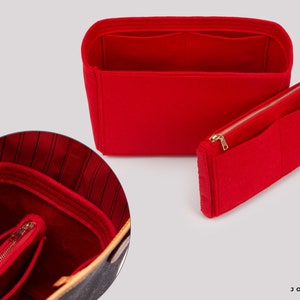 Pu&ograve; includere: Organizzatore per borsa in feltro rosso con pi&ugrave; scomparti e una tasca con cerniera. L'organizzatore &egrave; progettato per adattarsi all'interno di una borsa pi&ugrave; grande, come una borsa tote o una borsa a mano.