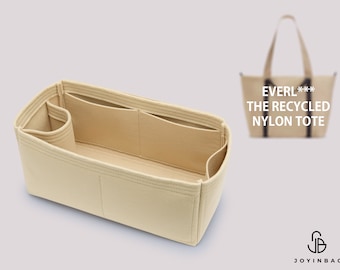 Recycled Nylon Tote Bag Organizer Insert, Felt Liner with Pockets & Bottle Holder