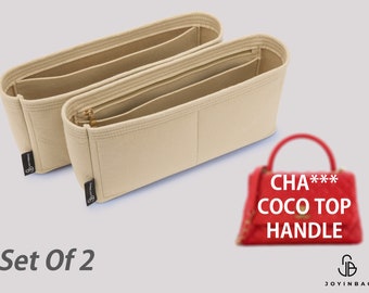 Customizable Coco Top Handle Bag Organizer, Tote Bag Organizer with Zip Pockets, Set of 2 - Gold or Silver Zipper Options