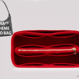 Customizable Boheme Hobo Bag Organizer, Purse Organizer with Zip Pockets, Perfect for Size - Gold or Silver Zipper Options