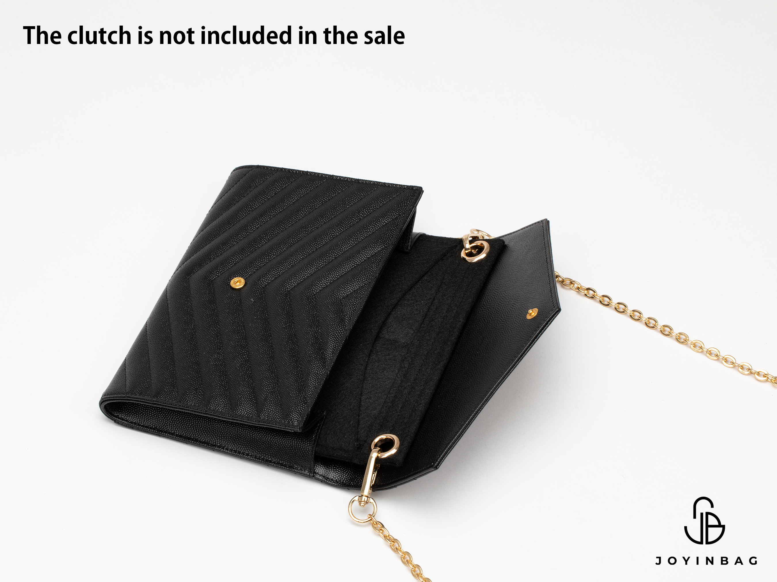  Monogram Clutch Conversion Kit with Gold Chain Wristlet Insert  Wallet on Chain (Black) : Handmade Products