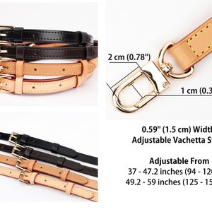 Vachetta Leather Bag Strap Adjustable, Perfect for Bags Like Speedy, Alma, Neverfull Strap Replacement for Crossbody & Handbags image 3