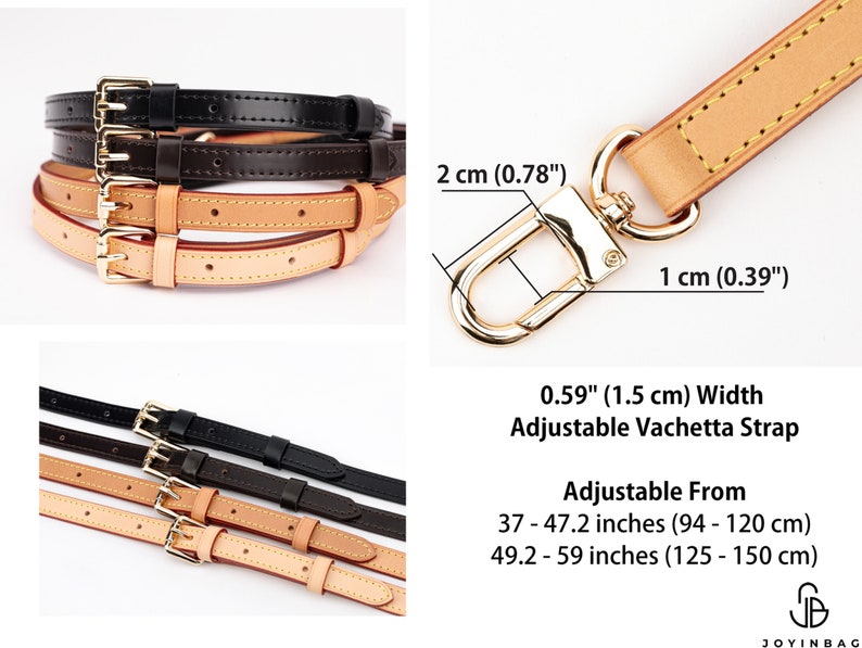 Vachetta Leather Bag Strap Adjustable, Perfect for Bags Like Speedy, Alma, Neverfull Strap Replacement for Crossbody & Handbags image 3