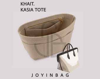 Kasia Tote Bag Organizer Insert, 2mm Felt Purse Liner with Zipper and Exterior Pockets