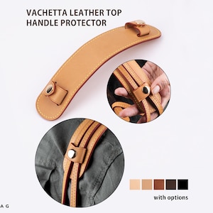Protezione per manico superiore in pregiata pelle Vachetta - Vestibilità perfetta per Neverfull PM, MM, GM e altri modelli - Imbottiture per tracolla - Compatibili con la tracolla Neverfull