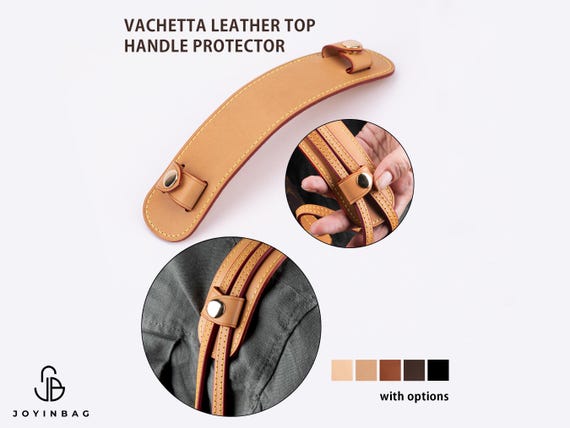 Premium Vachetta Leather Top Handle Protector - Perfect Fit for Neverfull PM, MM, GM & More - Shoulder Strap Pads - Fit Neverfull Strap