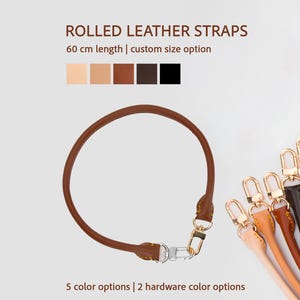 Soft Rolled Leather Bag Strap, Compatible with Speedy P9, Silver Gold Hardware, 5 Colors image 1