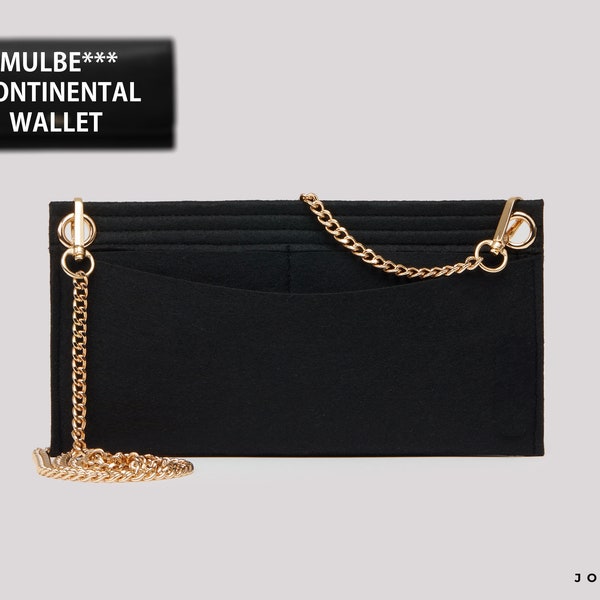 Mulbe. Continental Wallet Conversion Kit Organizer with Eyelets - Chain Included  | Wallet Insert | Clutch Organizer |  Purse Organizer