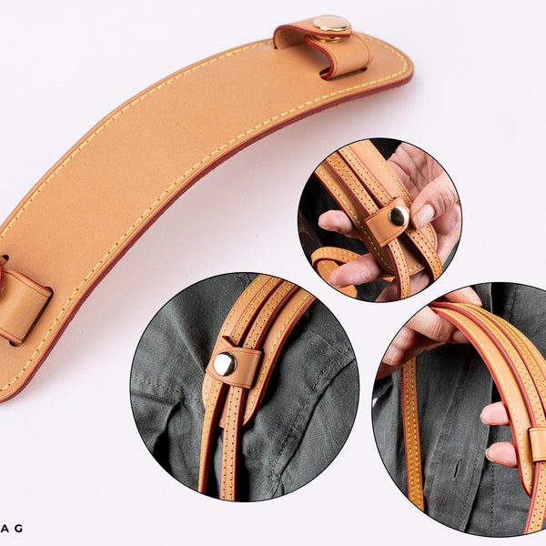Premium Vachetta Leather Top Handle Protector - Perfect Fit for Neverfull PM, MM, GM & More - Shoulder Strap Pads - Fit Neverfull Strap