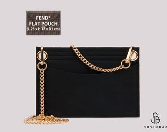 Fend. Flat Pouch Conversion Kit Organizer with Eyelets - Chain Included  | Wallet Insert | Clutch Organizer |  Purse Organizer