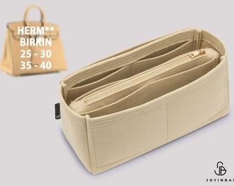 Organisateur Birkin en feutre personnalisé - Insert de sac à main pour les modèles Birkin 25/30/35/40 - Insert de sac à main avec plusieurs poches et fermeture éclair - Organisateur de sac