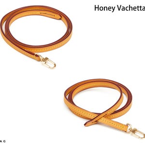 Vachetta Bag Strap, Real Leather Replacement Strap for Designer Purse, Fine Leather Strap with Stitching & Pull-Through Attachment Tab Honey Vachetta