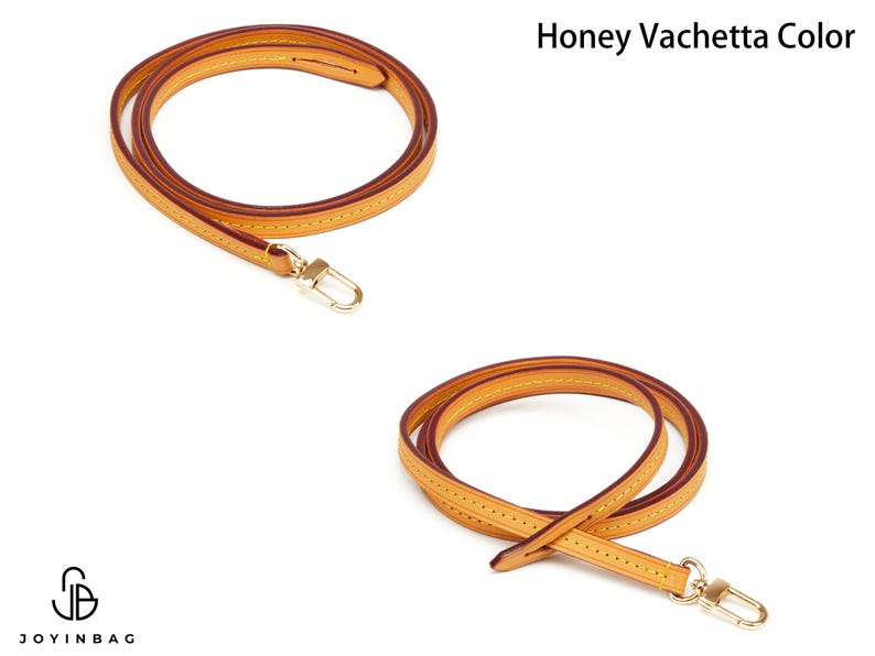 Vachetta Bag Strap, Real Leather Replacement Strap for Designer Purse, Fine Leather Strap with Stitching & Pull-Through Attachment Tab Honey Vachetta
