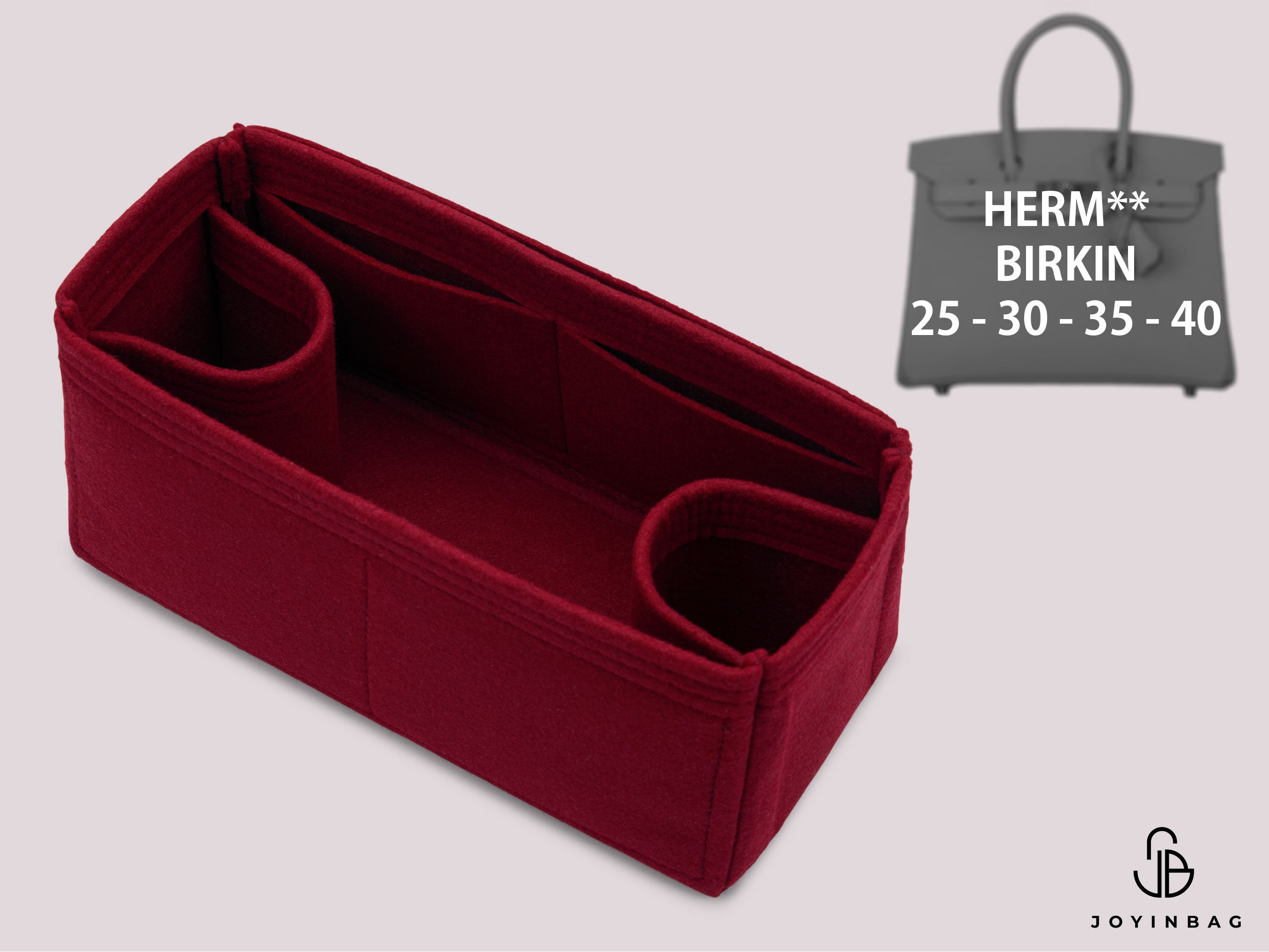 Handbag Organizer For Hermes Birkin 40 Bag with Double Bottle Holders