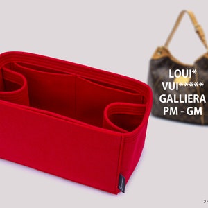 May include: Red felt bag organizer with multiple compartments and pockets.  The organizer is designed to fit inside a Louis Vuitton Gallieria PM - GM handbag.