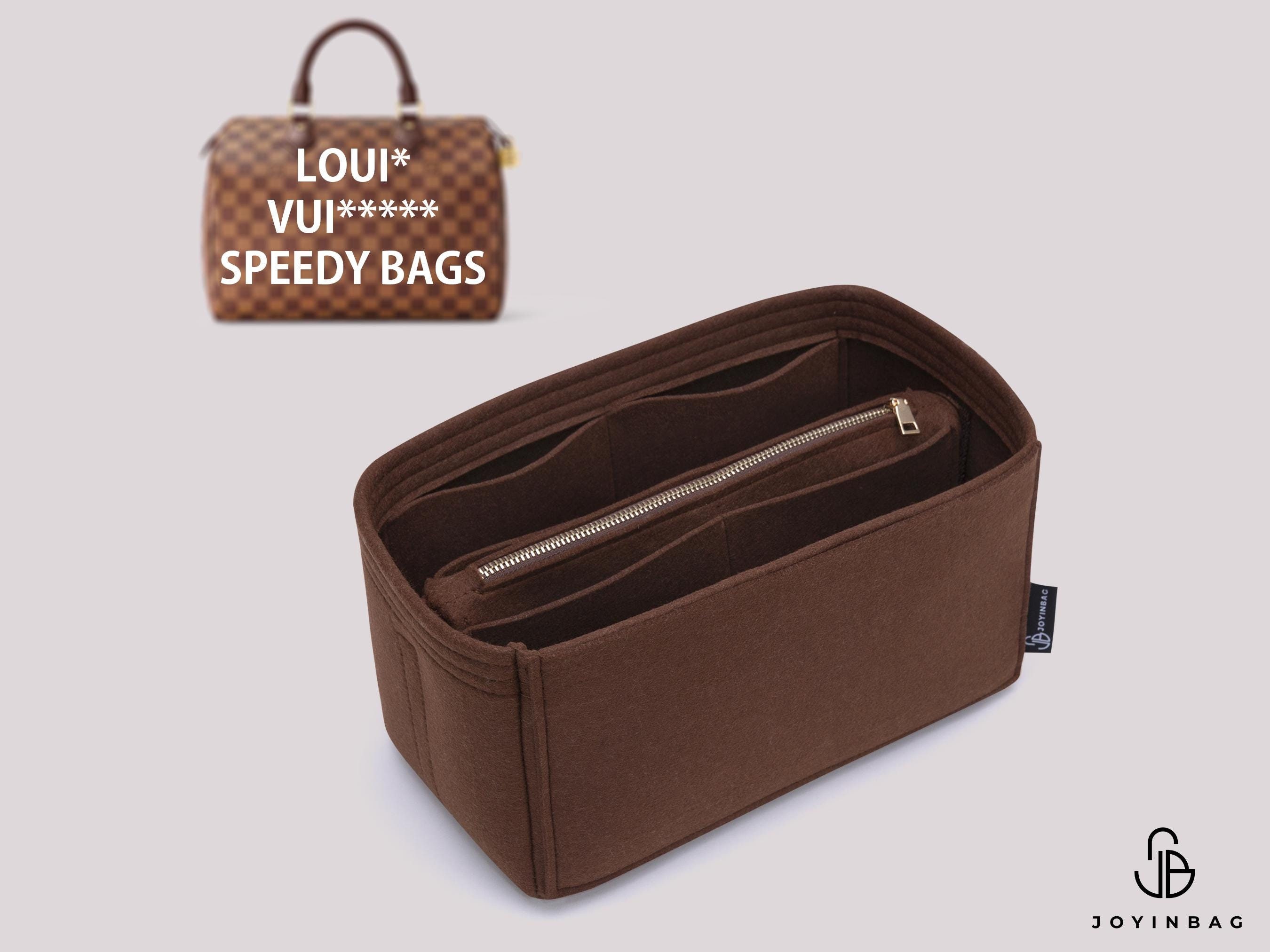 Speedy 50 40 35 30 25 20 Bag Organizer, Felt Purse Insert Handbag Liner for Speedy Tote Storage (Removable Pouch, Gold or Silver Zipper)