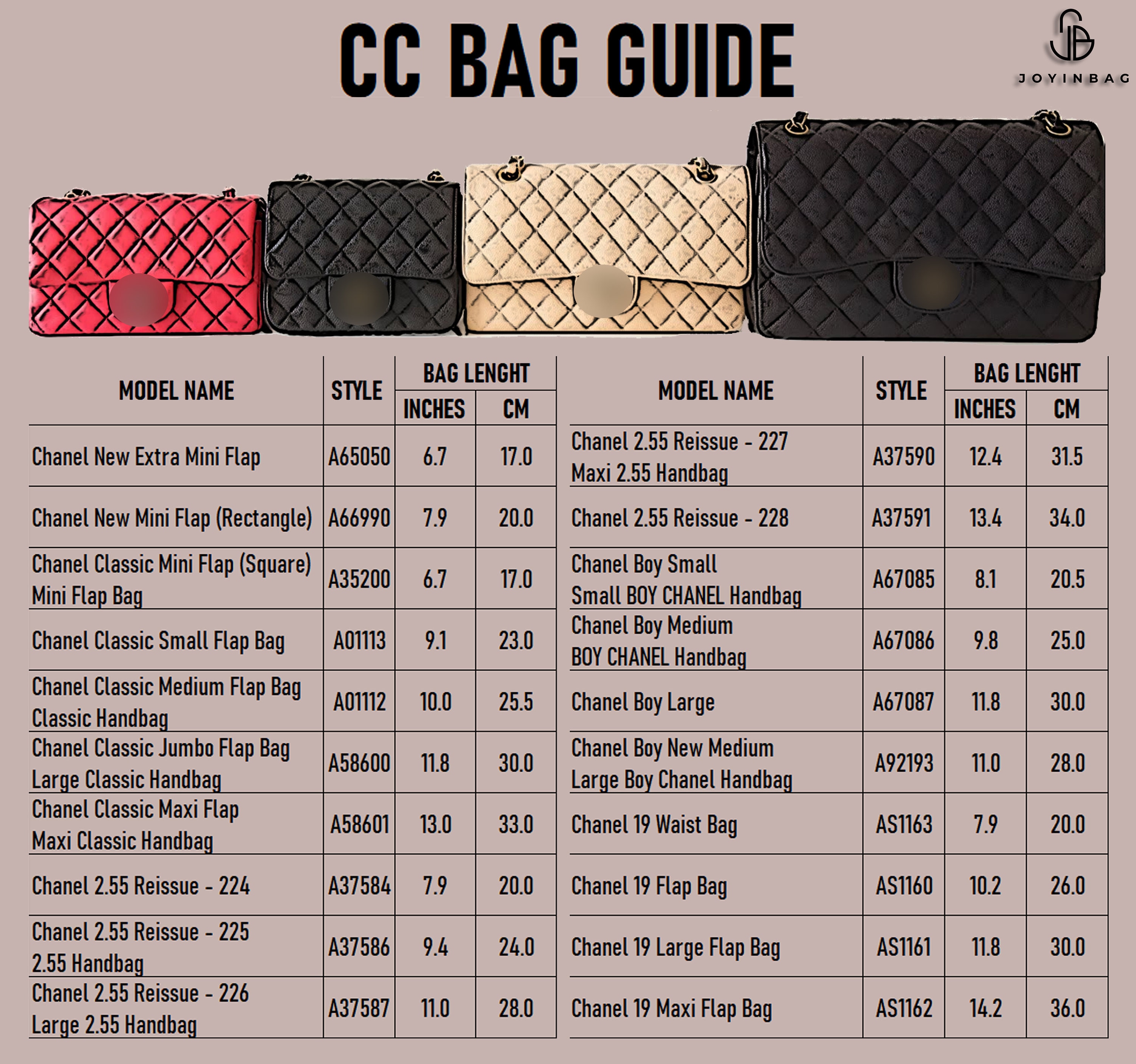 Chanel Classic Flap Bag Size Guide