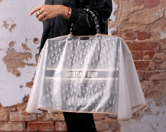 Rain Slicker/Rain Coat/Rain Pancho For Designer Handbags, Tote Bags And  Purses in Transparent Black in small size