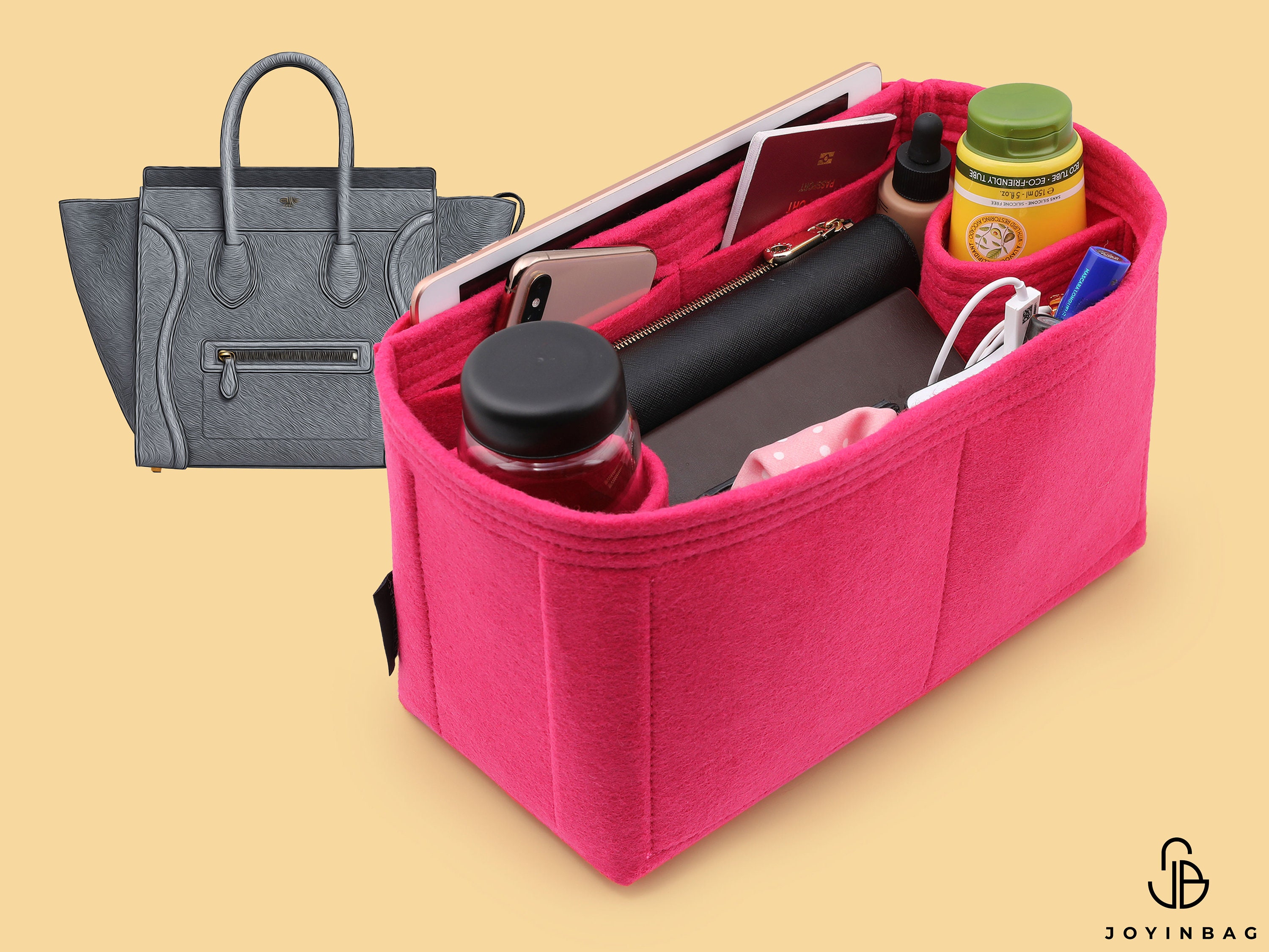 Purse Organizer Insert, Satin Bag organizer with zipper, Handbag