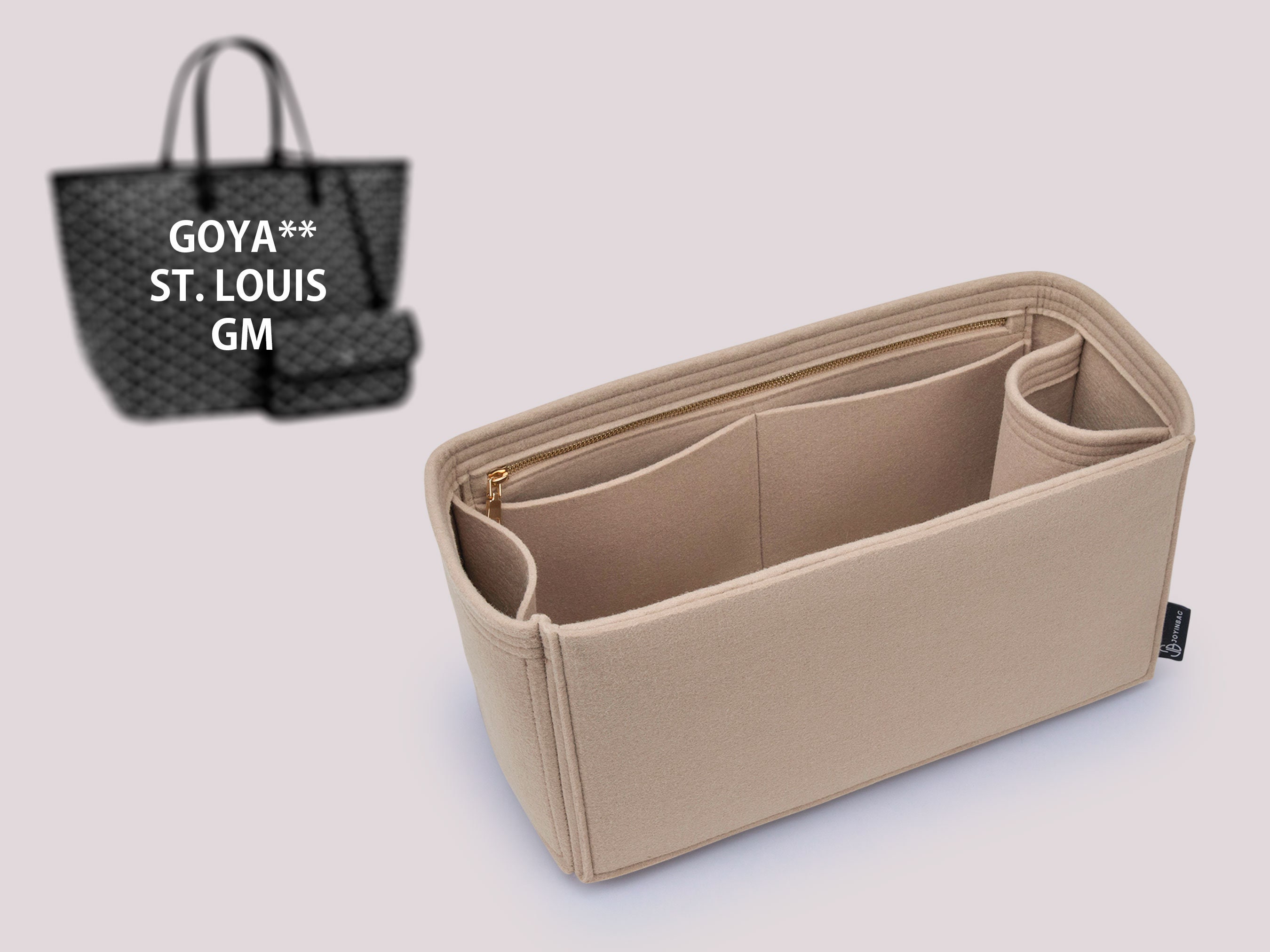 Bag Organizer for St louis PM Bag Organizer St Louis GM Tote Bag Insert  Handmade 3mm Premium Felt Snug Sturdy Silver Zipper (For St Louis PM, Beige)