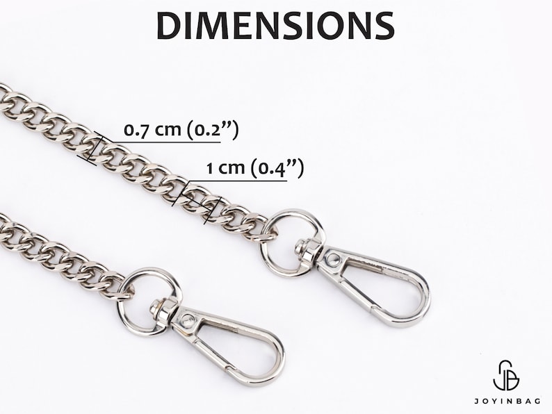 May include: Silver chain with two lobster clasps. The chain is 0.7 cm wide and 1 cm thick. DIMENSIONS 0.7 cm (0.2") 1 cm (0.4").