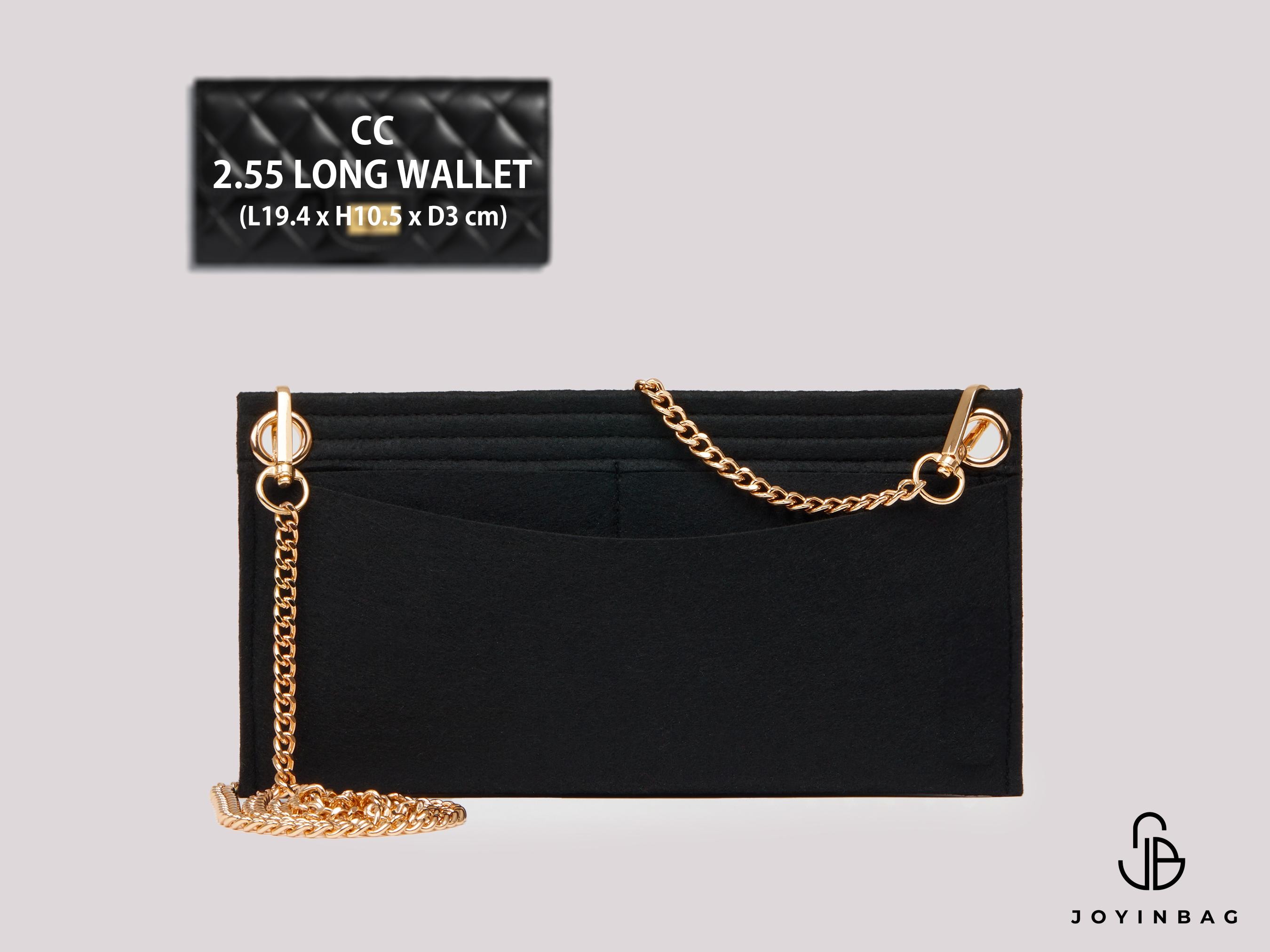 CC 2.55 Long Wallet Conversion Kit Clutch Organizer with Eyelets - Chain Included  | Zipper Organizer | Clutch Organizer | Wallet Organizer