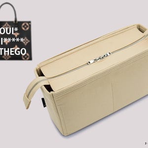 Organisateur de sac à main Onthego | Organisateur de sac en feutre pour PM, MM, GM | Insert de sac à main design avec fermeture éclair et porte-bouteille | par Joyinbag®