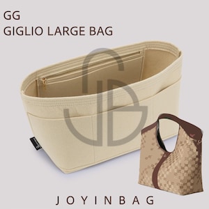 May include: Beige bag organizer with multiple pockets and a zippered compartment. The text "GG GIGLIO LARGE BAG" is visible. A smaller patterned bag is also shown. The text "JOYINBAG" is at the bottom.