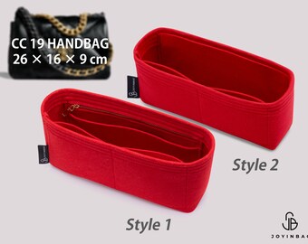 CC 19 Handbag Organizer, Zipper Bag Organizer for CC 19 Insert, Purse Organizer with Pockets, Quality Felt Bag Shaper, Bag Insert, Joyinbag®