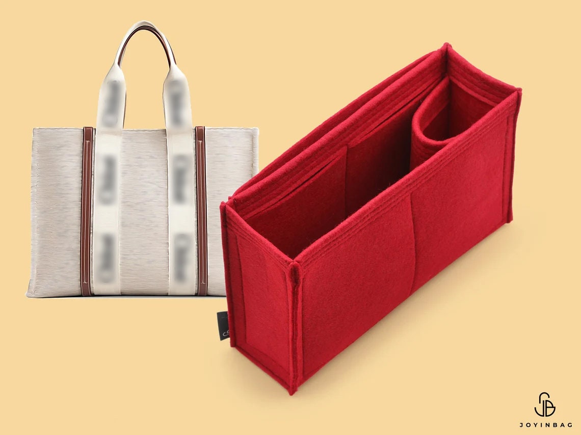 Spencer Felt Tote Handbag Purse Pocketbook Organizer Insert Divider Shaper Bag in Bag Tote Beige in Red | One Size