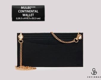 Mulbe. Continental Wallet Conversion Kit Organizer with Eyelets - Chain Included  | Wallet Insert | Clutch Organizer |  Purse Organizer