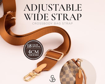 Adjustable Crossbody Bag Strap, 4cm Wide Fabric Replacement Shoulder Strap with Leather Ends
