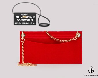 Herm. Kelly Classique To Go Wallet Conversion Kit Organizer with Eyelets - Chain Included  | Wallet Insert | Clutch Organizer