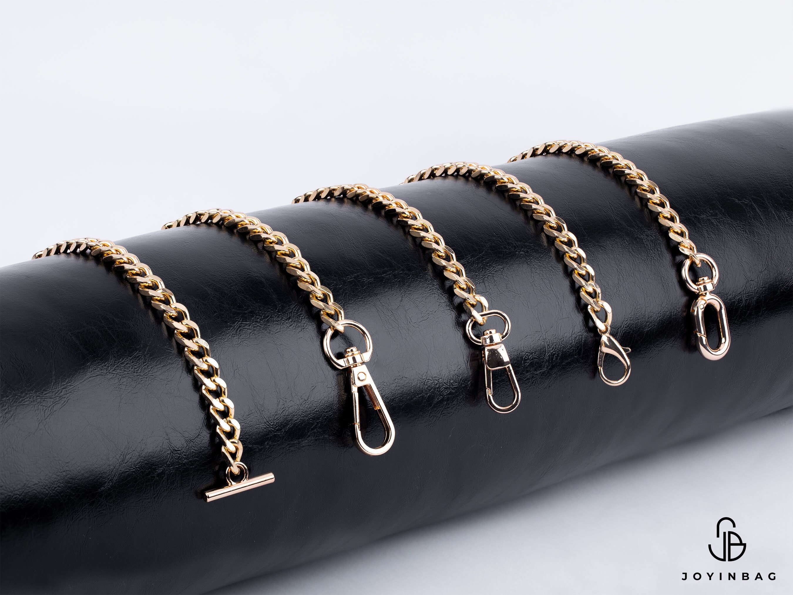 Classic GOLD Chain Bag Strap With Leather Weaved/threaded Through Choice of  Length & Hook/clasp Style Made by Hand 