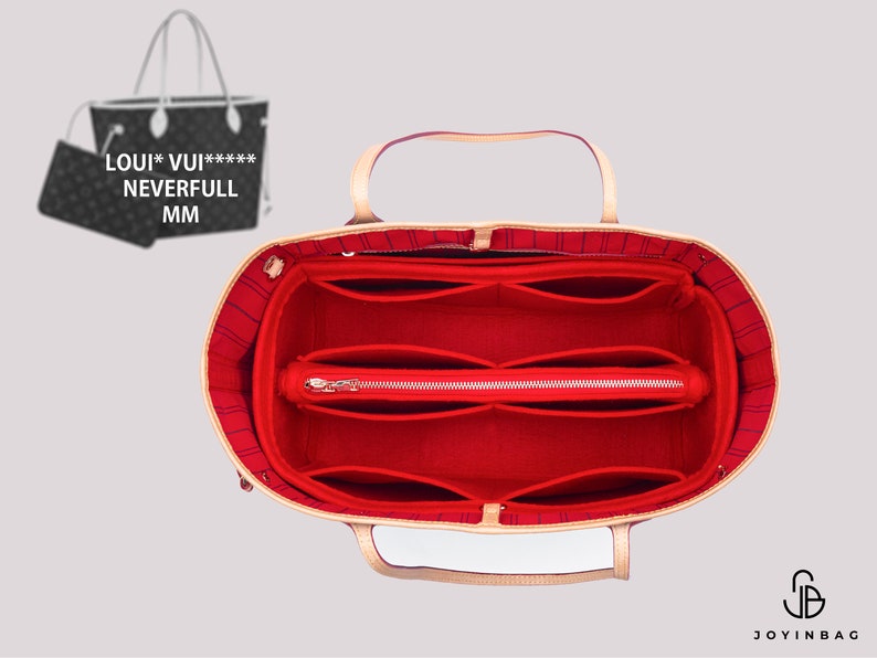 Pu&ograve; includere: Organizzatore in feltro rosso con pi&ugrave; scomparti e una tasca con cerniera per una borsa Louis Vuitton Neverfull MM.