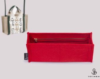 Organizador de minibolsos Woody Tote Nano con inserto de fieltro y bolsillo con cremallera
