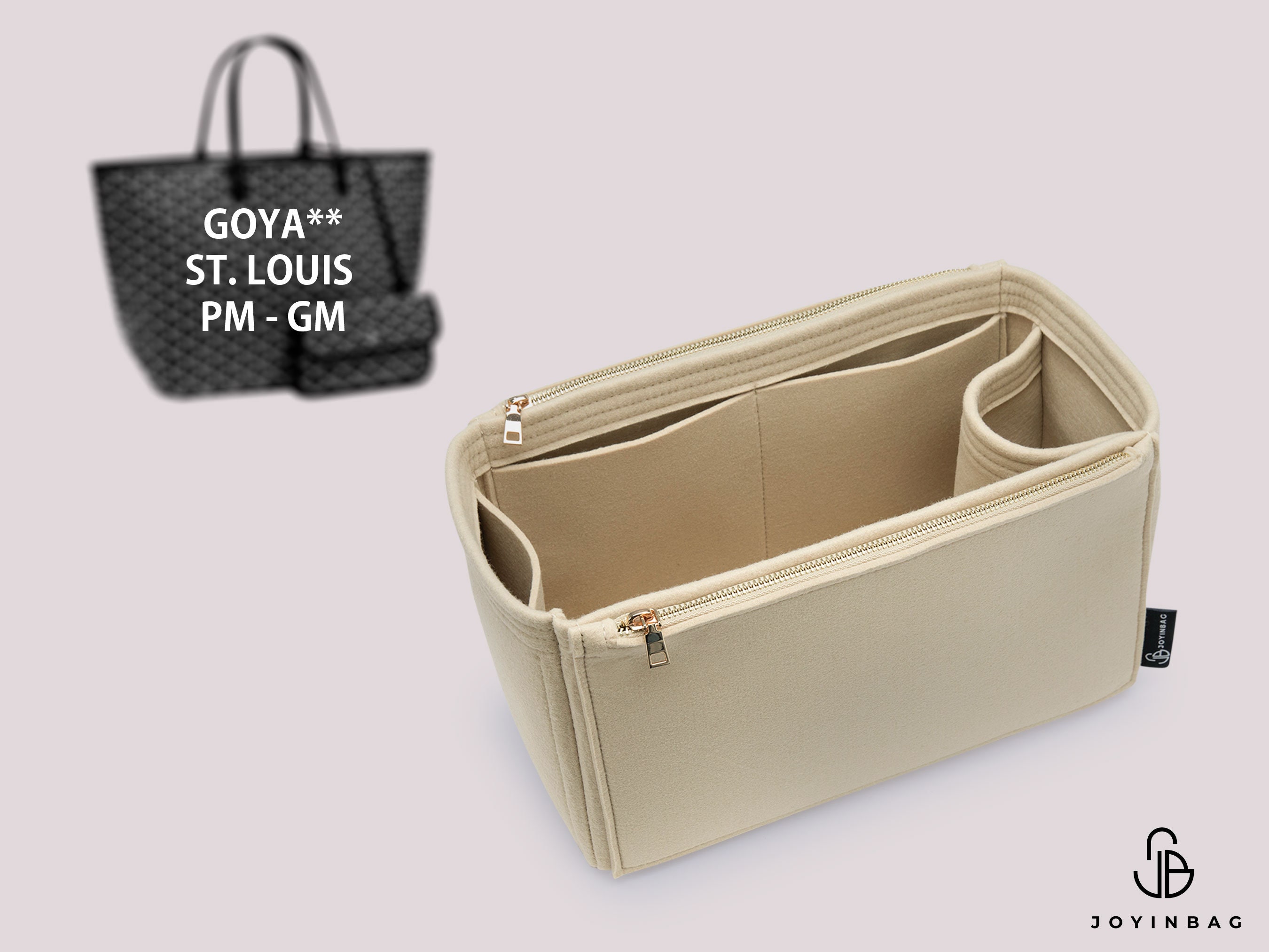 Suedette Regular Style Leather Handbag Organizer for Goyard St Louis GM and  Anjou GM.