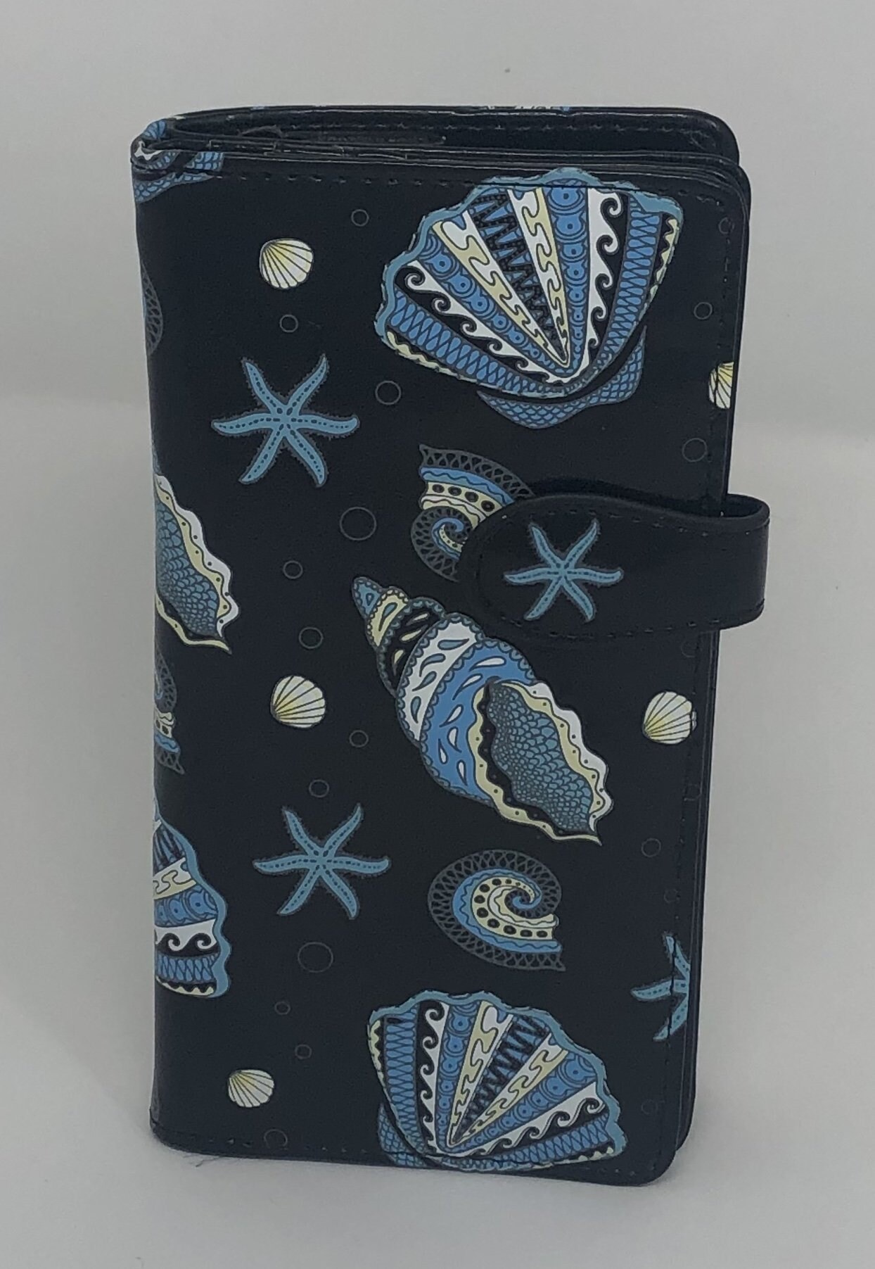 Large WalletSea Shell Pattern Small Leather Wallet Leather Etsy