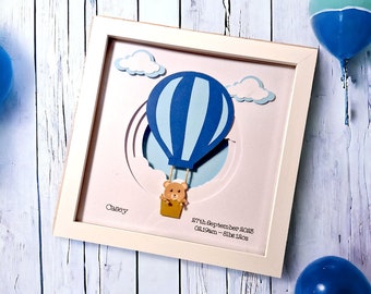 Its A Boy Personalised Hot Air Balloon Shadow Box