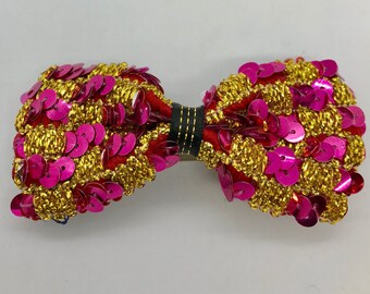 Vintage Golden Sequin Barrette Vintage Beige Sequin Hair Barrette, Bride or Bridesmaid  main image 3
