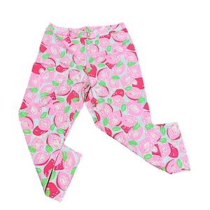 Lilly Pulitzer Strawberry Pant Medium-Retro 90s Fruit Print Pant-Women’s High Waisted Pink Pants -Vintage White Label Lily Pulitzer Pants