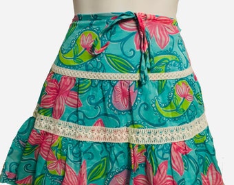 Jupe Intégrale Blanche Lilly Pulitzer Taille 4 - 100% Coton Avec Broderie - Occasion Excellente