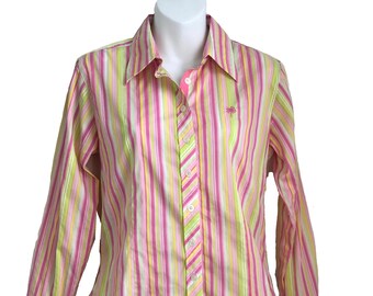 Lilly Pulitzer Striped Blouse, Multicolor Button Down Shirt, Size 6