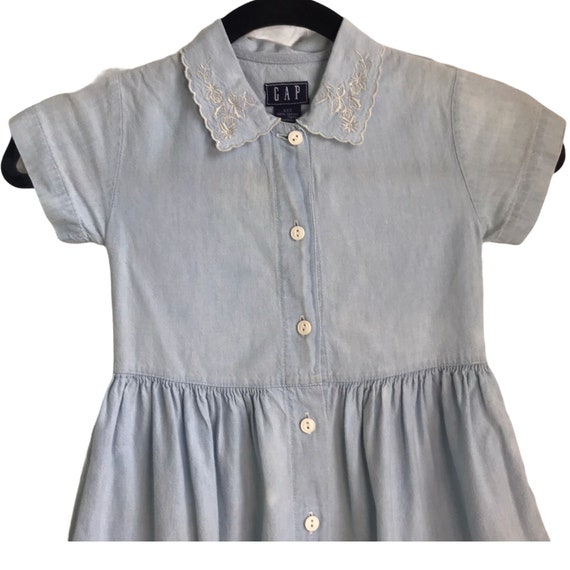 Retro Embroidered Denim Dress Girl XXS Girls-Flor… - image 5