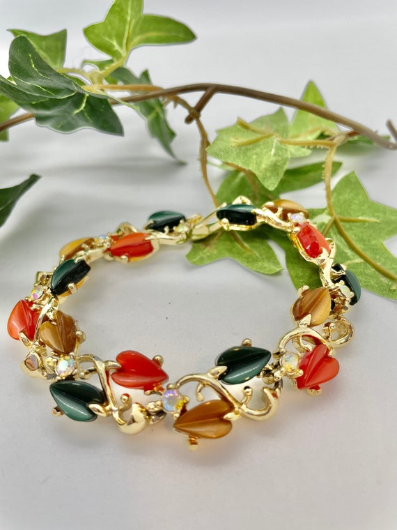 Vintage 50s Thermostat Leaf Bracelet/Mid Century … - image 1