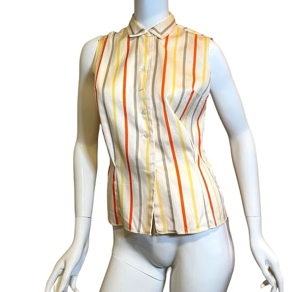 Retro Multicolor Stripe Button Down Shirt-Medium … - image 1