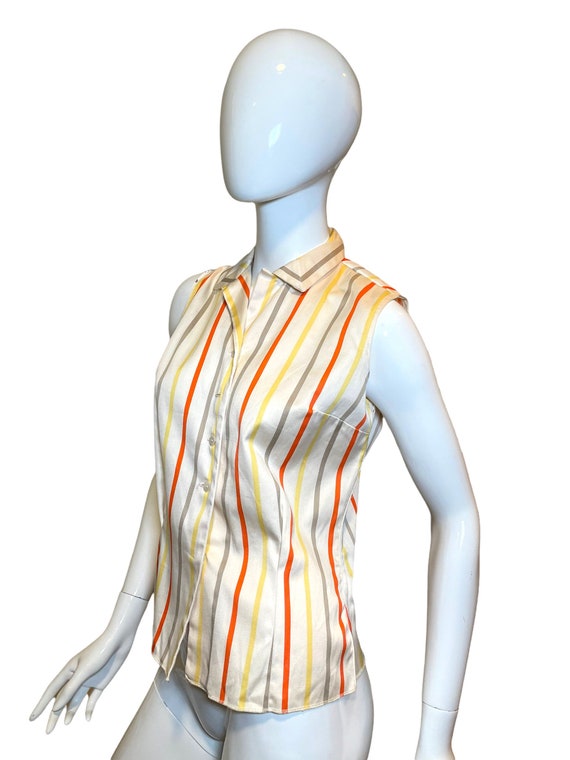 Retro Multicolor Stripe Button Down Shirt-Medium … - image 3
