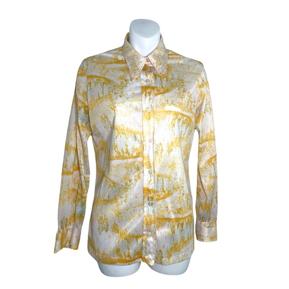 Vera Neumann Medium Yellow Button Up Shirt-Vera Y… - image 3