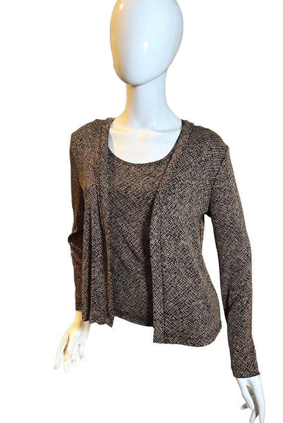 Retro Metallic Coordinated Top Cardigan Set-Metal… - image 2