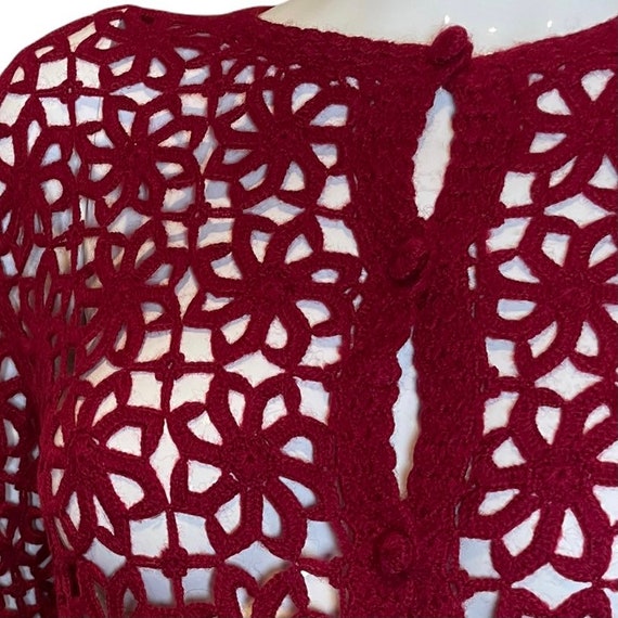 Cottage Cove Crochet Floral Cardigan, Vintage 60s… - image 7